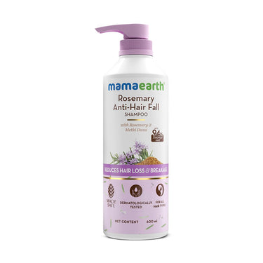 Mamaearth Rosemary Anti-Hair Fall Shampoo with Rosemary & Methi Dana for Reducing hair Loss & Breakage - 600 ml | Up to 94% Stronger Hair | Up to 93% Less Fall | Sulphate Free Shampoo | For Men and Women